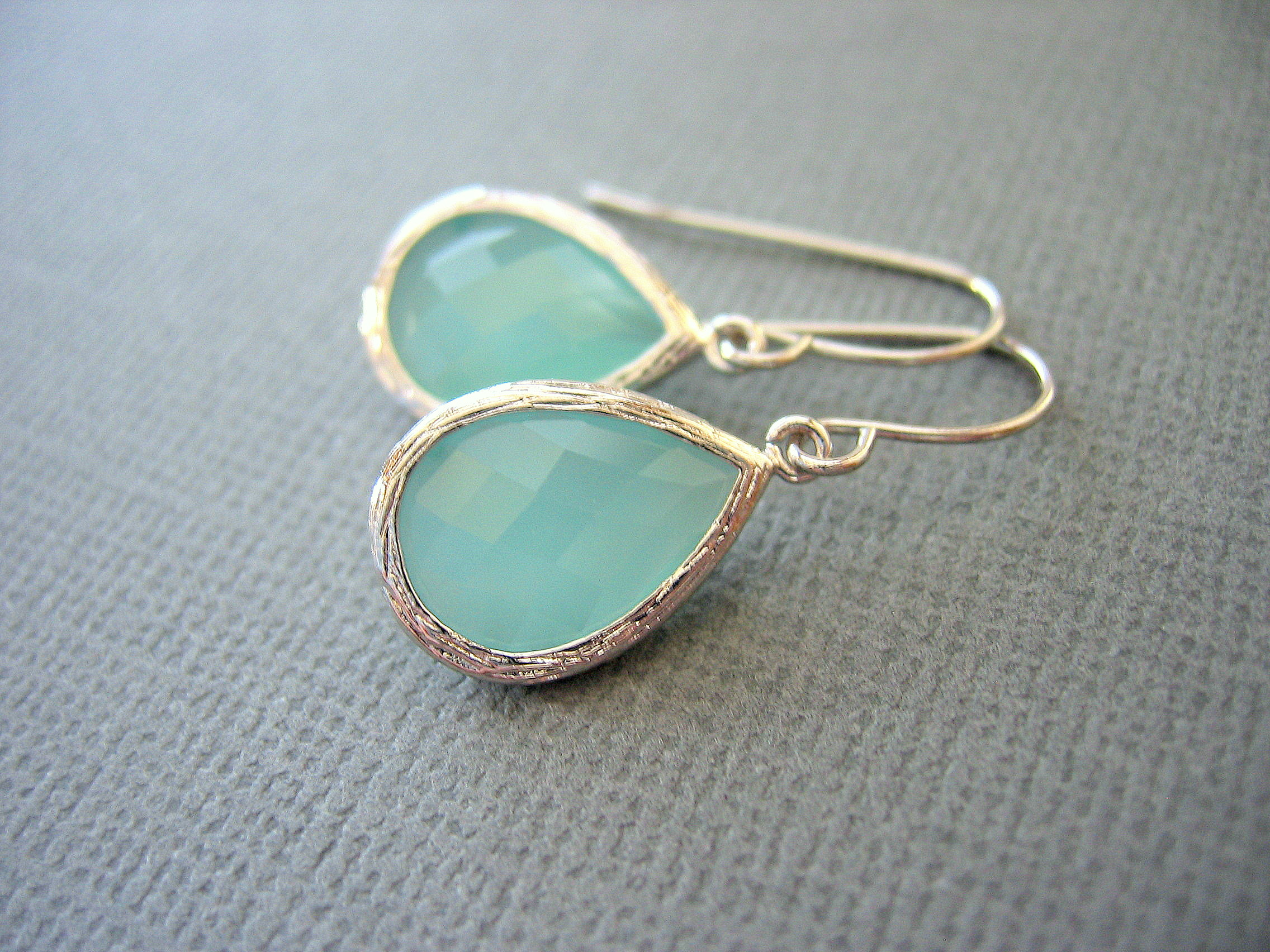 Aqua Earrings Mint Green White Gold Teardrop Dangle Aqua Earrings Mint Green White Gold Teardrop Dangle Wedding Jewelry